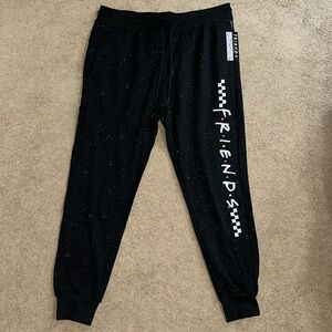 FRIENDS Black Speckled Joggers with Logo Side Print